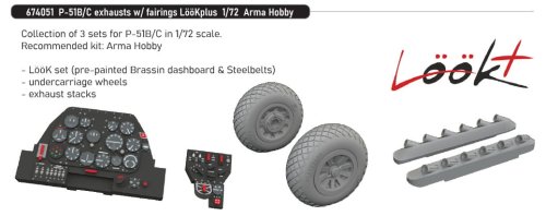 Go to product Eduard 674051 - 1:72 P-51B/C exhausts w/ fairings LööKplus