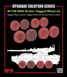 Rye Field Model 2111 - 1:35 M1128 MGS Stryker Sagged Wheel Set 6 pcs with Anti-Skid Chains 2 pcs