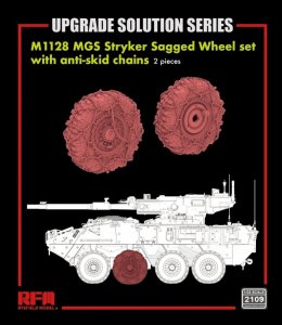 Rye Field Model 2109 - 1:35 M1128 MGS Stryker Sagged Wheel Set with Anti-Skid Chains 2 pcs