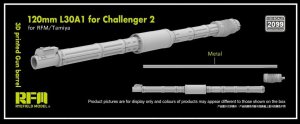 Rye Field Model 2099 - 1:35 120 mm L30A1 for Challenger 2 3D Printed Gun Barrel