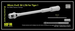 Rye Field Model 2098 - 1:35 88 mm KwK 36 L/56 for Tiger I 3D Printed Gun Barrel