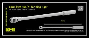 Rye Field Model 2097 - 1:35 88 mm KwK 43 L/71 for King Tiger 3D Printed Gun Barrel