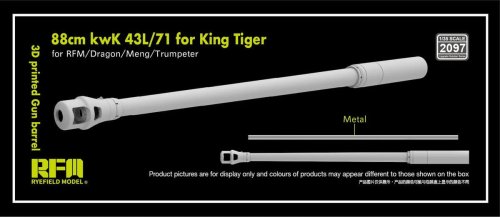 Go to product Rye Field Model 2097 - 1:35 88 mm KwK 43 L/71 for King Tiger 3D Printed Gun Barrel