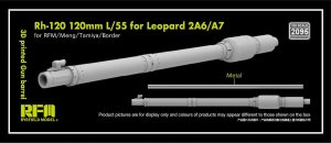 Rye Field Model 2095 - 1:35 Rh-120 120 mm L/55 for Leopard 2A6/7 3D Printed Gun Barrel