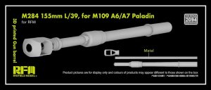 Rye Field Model 2094 - 1:35 M284 155 mm L/39 for M109 A6/7 Paladin 3D Printed Gun Barrel