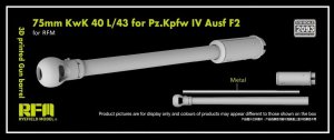 Rye Field Model 2093 - 1:35 75 mm KwK 40 L/43 for Pz.Kpfw IV Ausf F2 3D Printed Gun Barrel