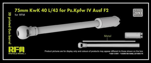 Go to product Rye Field Model 2093 - 1:35 75 mm KwK 40 L/43 for Pz.Kpfw IV Ausf F2 3D Printed Gun Barrel