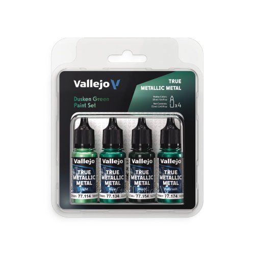 Go to product Vallejo 77257 - True Metallic Metal Dusken Green acrylic paint set