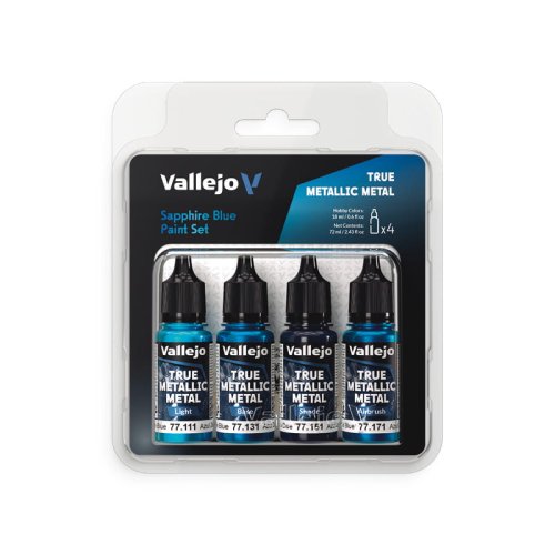 Go to product Vallejo 77256 - True Metallic Metal Sapphire Blue acrylic paint set