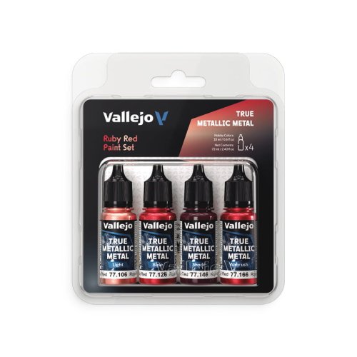 Go to product Vallejo 77254 - True Metallic Metal Ruby Red acrylic paint set