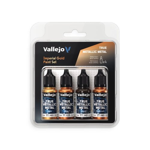 Go to product Vallejo 77252 - True Metallic Metal Imperial Gold acrylic paint set