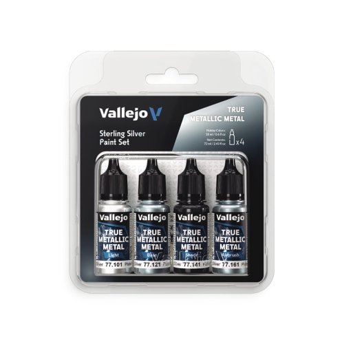 Go to product Vallejo 77251 - True Metallic Metal Sterling Silver acrylic paint set