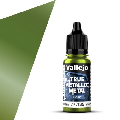 Go to product Vallejo 77135 - True Metallic Metal 135 Amber Green Base acrylic paint 18 ml