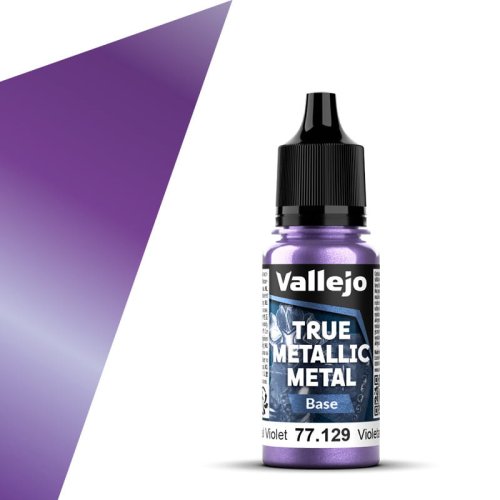 Go to product Vallejo 77129 - True Metallic Metal 129 Celestial Violet Base acrylic paint 18 ml
