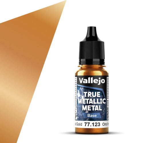 Go to product Vallejo 77123 - True Metallic Metal 123 Imperial Gold Base acrylic paint 18 ml