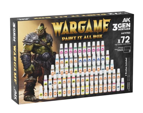 Go to product AK Interactive 11783 - 3Gen Wargame Paint It All Box paint set 72 Colors