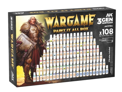 Go to product AK Interactive 11784 - 3Gen Wargame Paint It All Box paint set 108 Colors