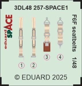 Eduard 3DL48257 - 1:48 F6F seatbelts Space 3D Decals