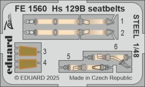 Eduard FE1560 - 1:48 Hs 129B seatbelts - Steel
