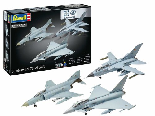 Go to product Revell 05627 - 1:72 Bundeswehr 70 Aircraft Eurofighter Typhoon, F-4 Phantom II, Panavia Tornado model with paints