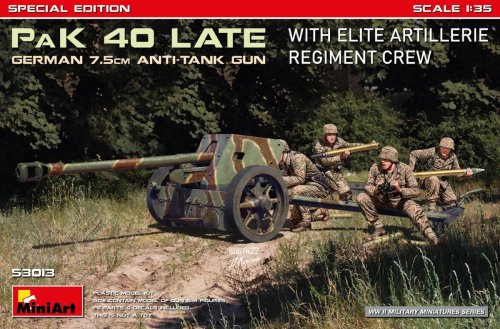 Go to product Miniart 53013 - 1:35 German 7,5cm PaK 40 Late w/ Elite Artillerie Regiment Crew
