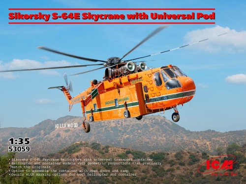 Go to product ICM 53059 - 1:35 Sikorsky S-64E Skycrane with Universal Pod