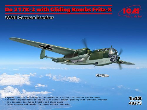 Go to product ICM 48275 - 1:48 Do 217K-2 with Gliding Bombs Fritz-X WWII German Bomber