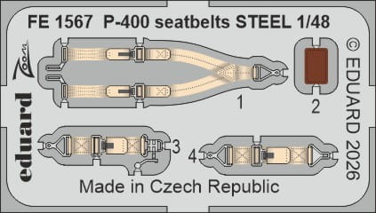Go to product Eduard FE1567 - 1:48 P-400 seatbelts - Steel