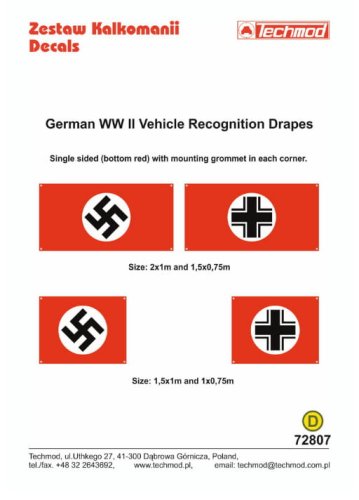 Go to product Techmod 72807 - 1:72 German WWII Vehicle Recognition Drapes