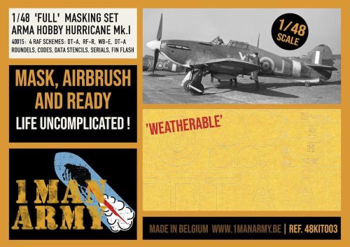 Go to product 1 Man Army 48KIT003 - 1:48 Hurricane Mk.I Full Masking Set - Arma Hobby