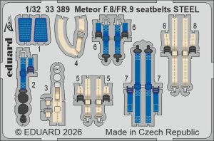 Eduard 33389 - 1:32 Meteor F.8/FR.9 seatbelts - Steel