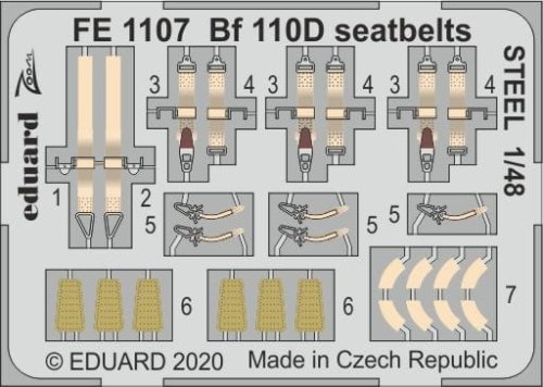 Go to product EDUARD FE1107 - 1:48 Bf 110D seatbelts - Steel