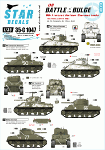 STAR DECALS 35-C1047 - 1:35 Battle of the Bulge. 6th Armored Division Shermans.