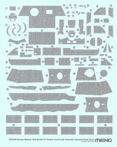 Go to product MENG MODEL SPS052 - 1:35 Sd.Kfz.171 Panther Ausf.A Late Production Zimmerit Decal Type 3