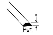 PLASTRUCT 90887 - Half-round styrene rod 6.4 mm x 250 mm