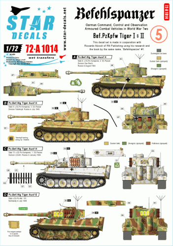 Go to product STAR DECALS 72-A1014 - 1:72 Befehlspanzer # 5. Bef.Pz. Tiger I and Tiger 2.