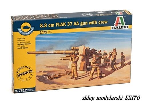 Go to product ITALERI 7512 - 1:72 8.8 cm. FLAK 37 AA Gun with crew
