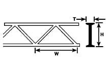 Go to product PLASTRUCT 90657 - Styrene warren open web truss 19.1 mm x 33.7 mm x 6.4 mm x 300 mm