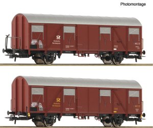 Roco 6600248 H0 - Set of two Post 2s-t/11 Deutsche Bundespost mail wagons, era IV
