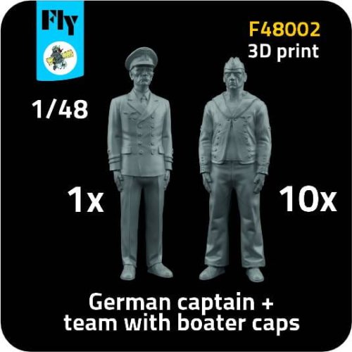 Go to product Fly F48002 - 1:48 1x German captain + 10x sailor with boater caps
