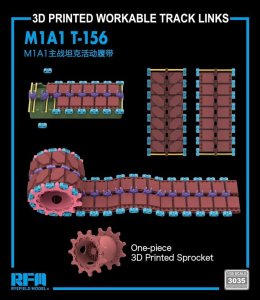 Rye Field Model 3035 - 1:35 M1A1 T-156 3D Printed Workable Track Links w/One-piece Sprocket