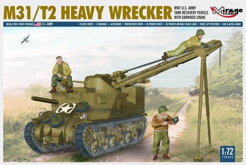 Go to product Mirage 720004 - 1:72 M31/T2 Heavy Wrecker WW2 U.S. Army Tank Recovery Vehicle with Garwood crane