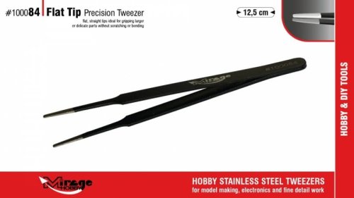 Go to product Mirage 100084 - Precision tweezers with flat tips, 12.5 cm