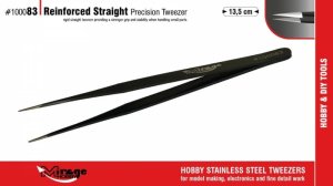 Mirage 100083 - Reinforced precision tweezers with straight tips, 13.5 cm
