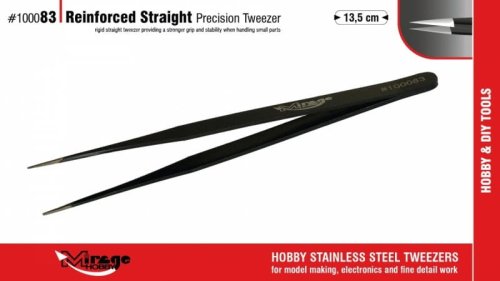Go to product Mirage 100083 - Reinforced precision tweezers with straight tips, 13.5 cm