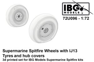 IBG 72U096 - 1:72 Supermarine Spitfire Wheels with IJ13 Tyres and Hub Covers 3D Printed Set
