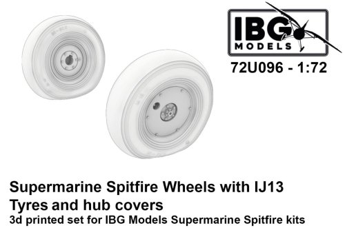 Go to product IBG 72U096 - 1:72 Supermarine Spitfire Wheels with IJ13 Tyres and Hub Covers 3D Printed Set