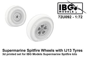 IBG 72U092 - 1:72 Supermarine Spitfire Wheels with IJ13 Tyres 3D Printed Set