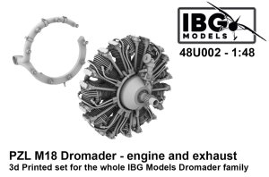 IBG 48U002 - 1:48 PZL M18 Dromader Engine and Exhaust 3D Printed Set