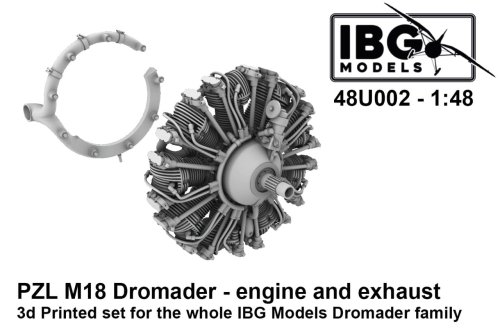 Go to product IBG 48U002 - 1:48 PZL M18 Dromader Engine and Exhaust 3D Printed Set